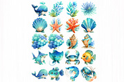 Sea Creature Clipart, an Illustration by DreamCafeArt (Thumbnail 3 of 7)