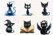 Spooky Black Cat Clipart, an Illustration by CreationArt (Thumbnail 5 of 6)