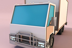 Cartoon Truck Low Poly 3D Model