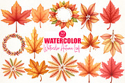 Watercolor Autumn Leaf Clipart, an Illustration by CrexoraLab (Thumbnail 4 of 5)