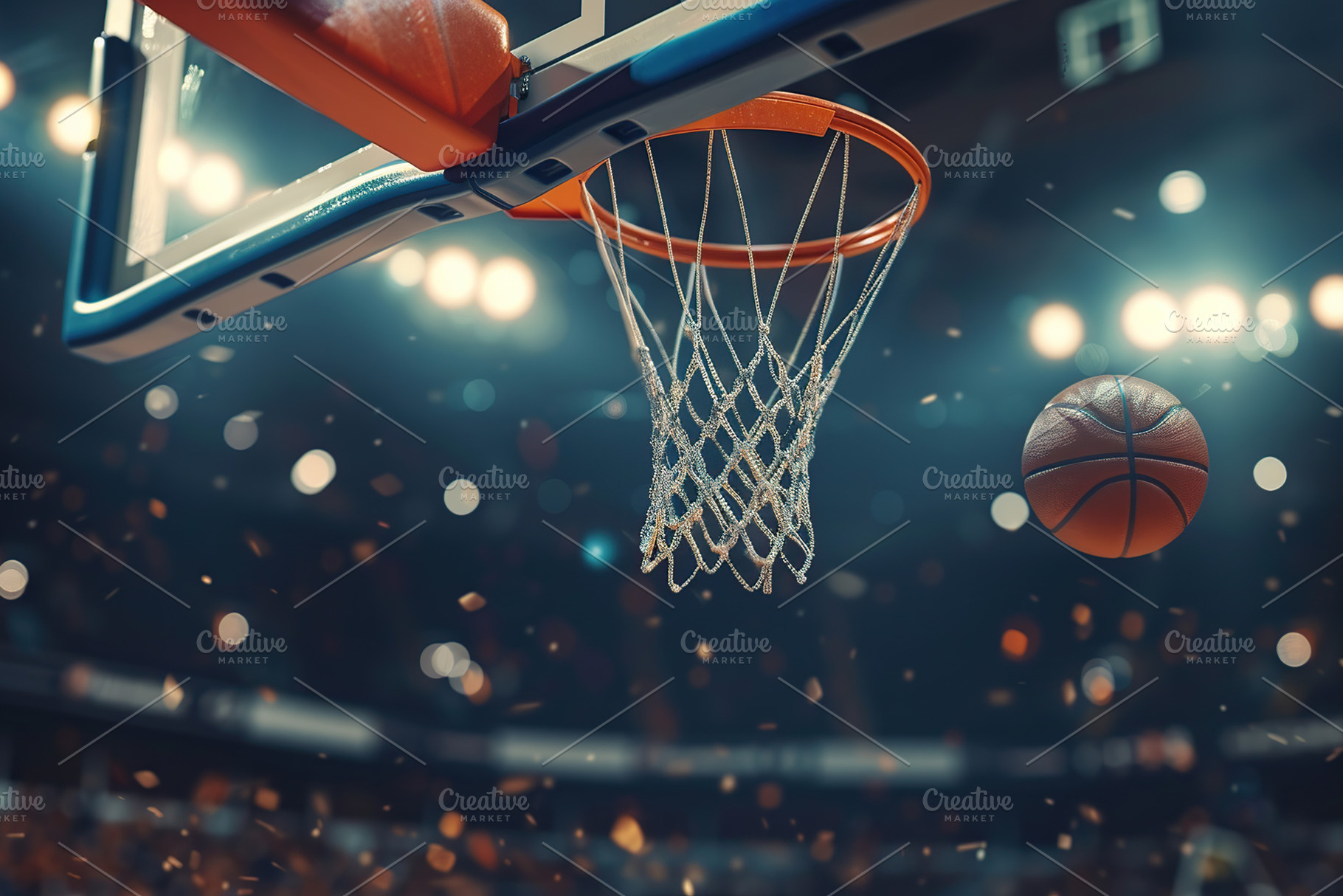 Basketball hoop on basketball arena, a Sports & Recreation Photo by AlyaAnd