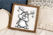 Christmas Penguin Sketch Clipart, an Icon by Libby Wishes (Thumbnail 6 of 7)