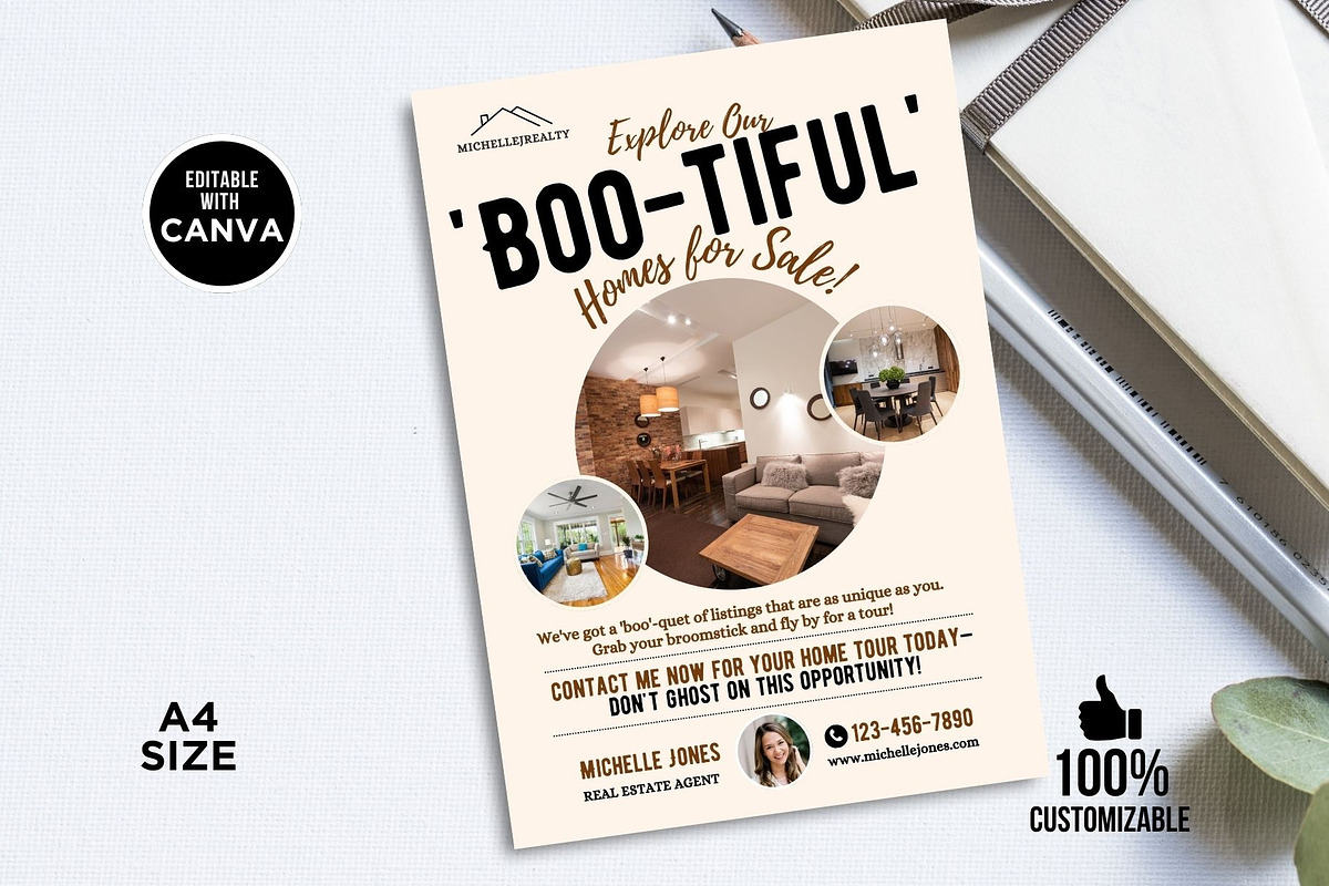 Halloween Real Estate Boo-tiful Home, a Flyer Template by CreativeVinesStore (Photo 4 of 6)