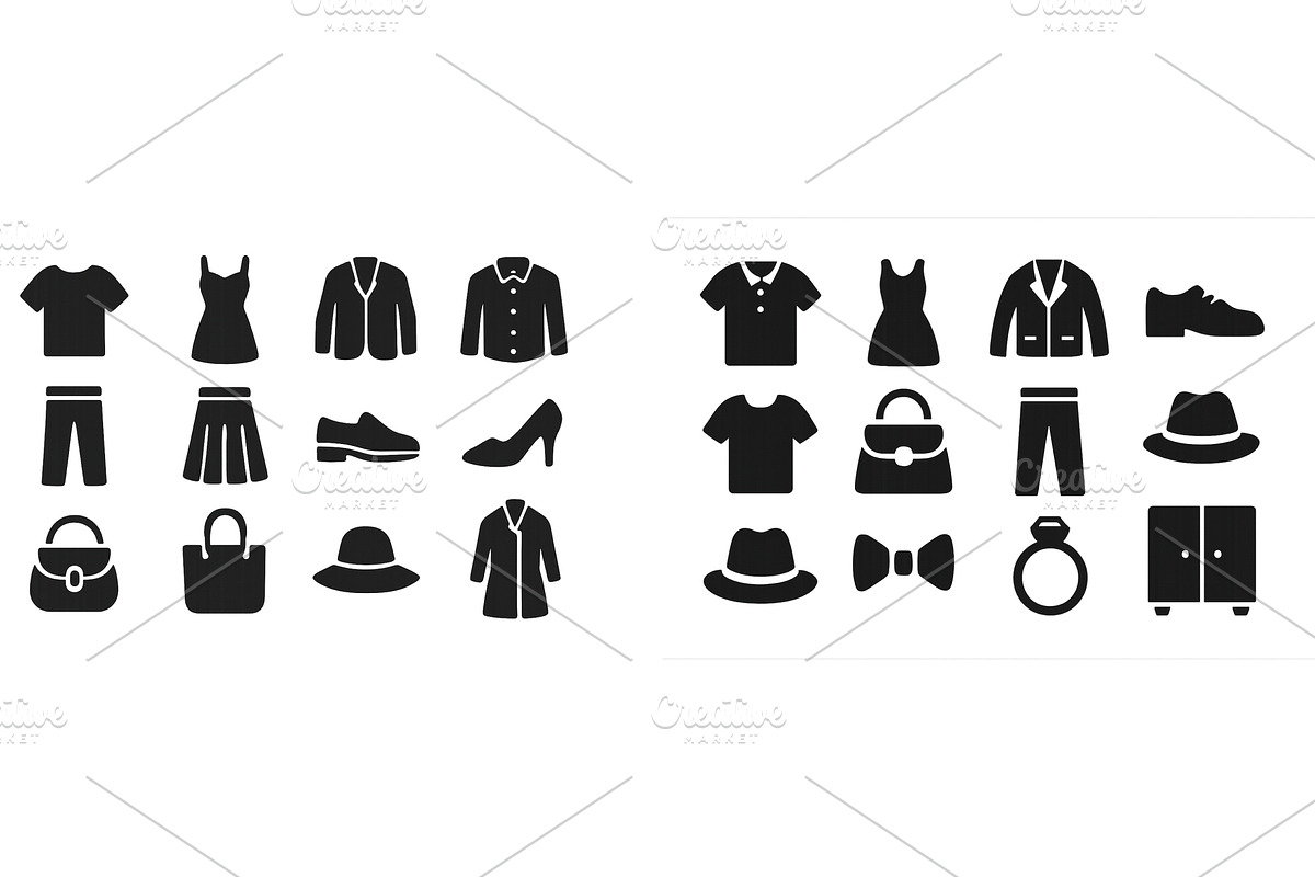 Silhouettes of various clothing, an Object Illustration by ZinetroN