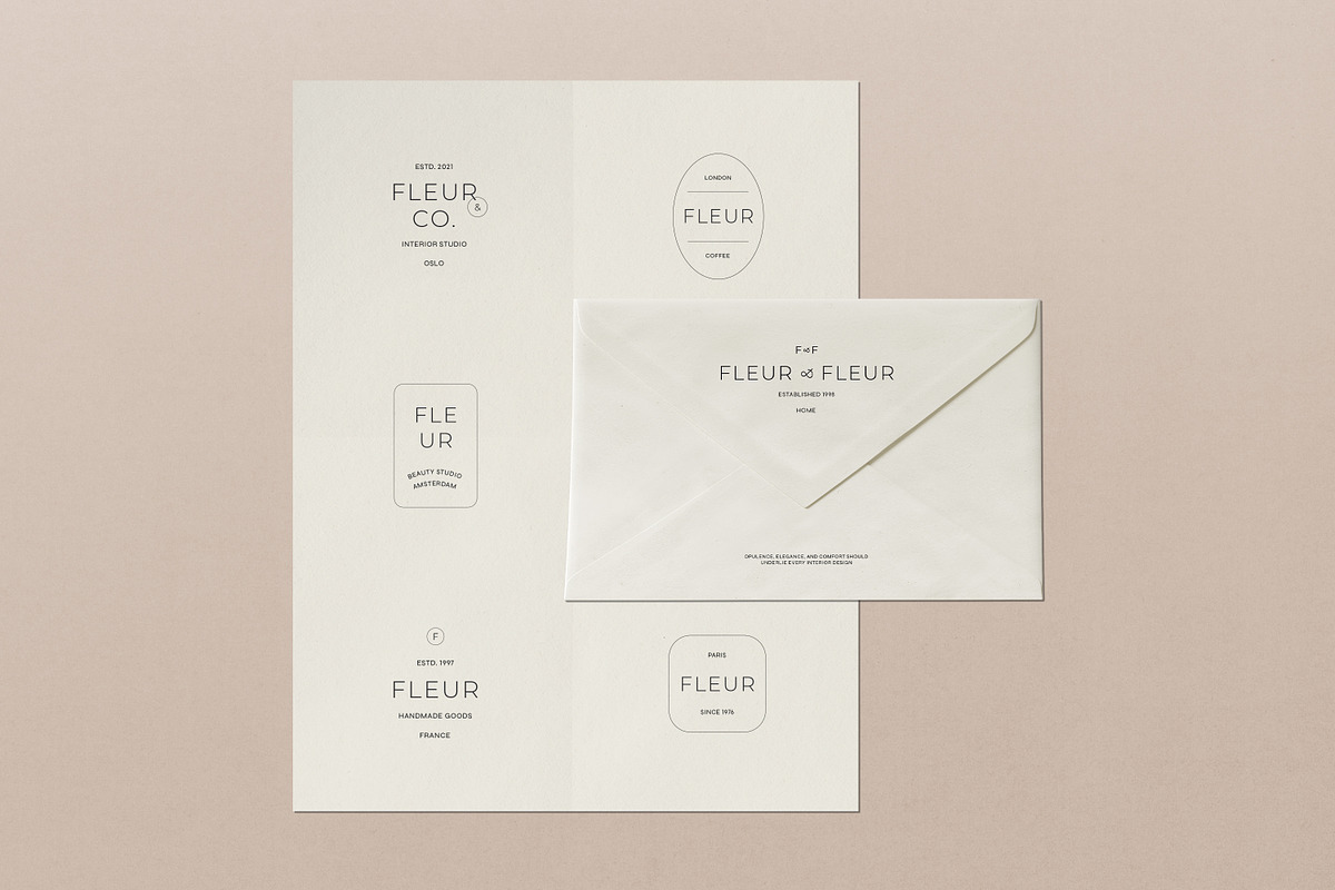 Fleur Minimal Logo Kit Ai Eps Psd, a Branding & Logo Template by Feel This (Photo 3 of 13)