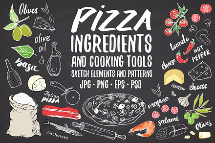 Pizza menu ingredients and patterns