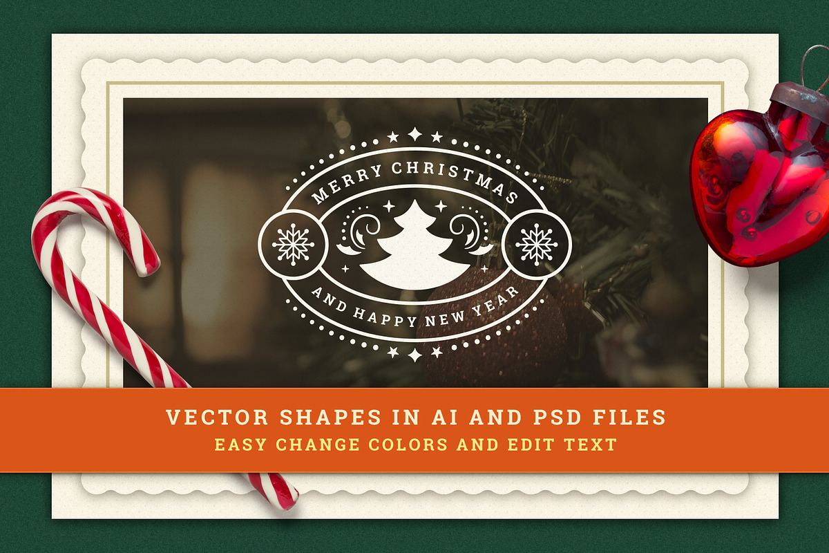 Christmas Retro Design Bundle, a Decorative Illustration by Vasya Kobelev (Photo 8 of 11)
