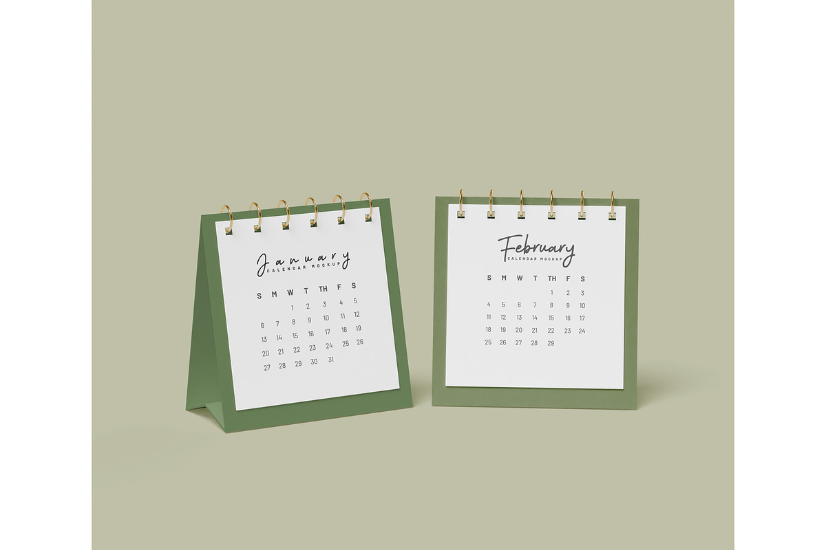 Set of rectangle calendar mockup, a Product Mockup by mockupocka (Photo 4 of 12)