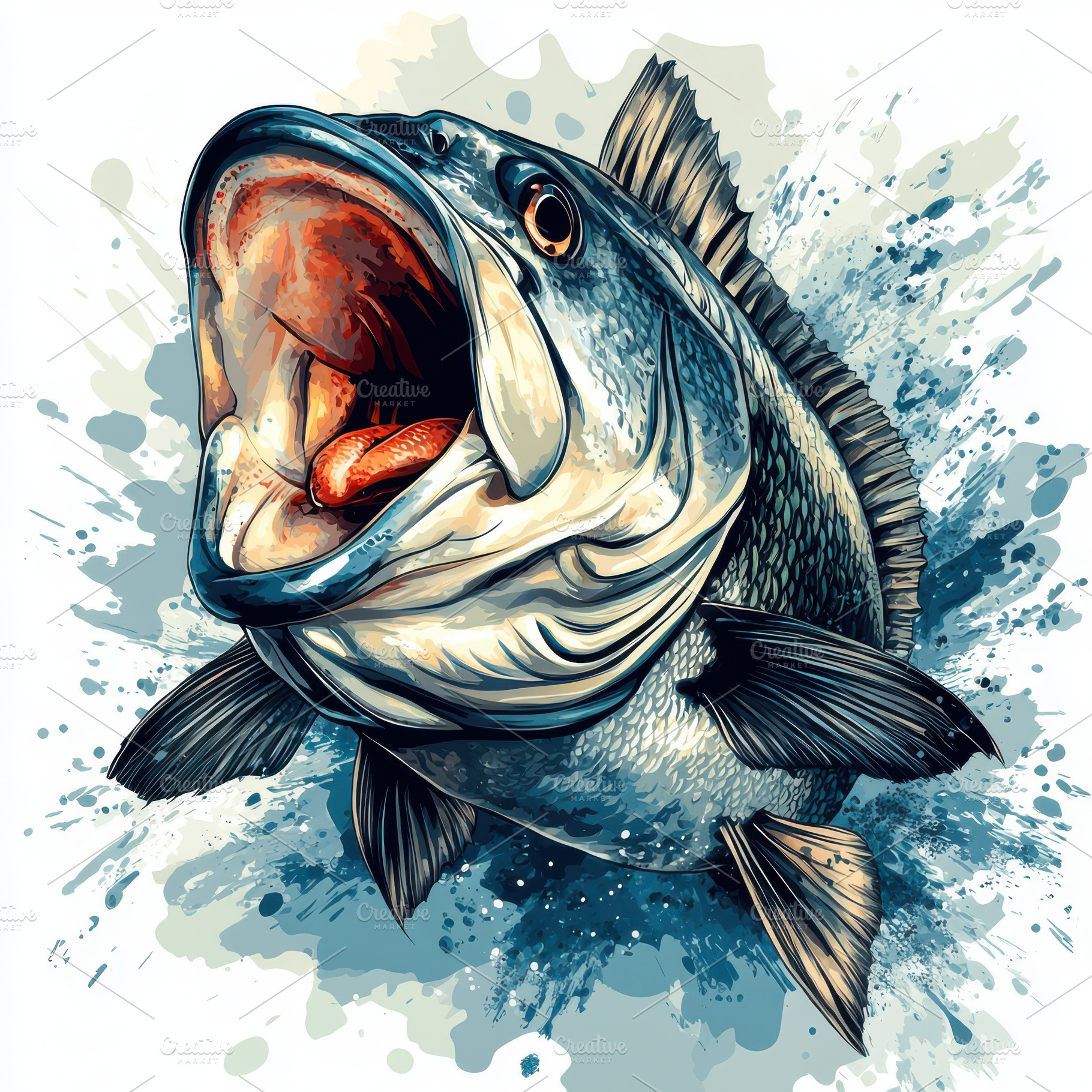 Powerful Fish Jaws Open Wide Water S, an Animal Photo by Pixeness Studio