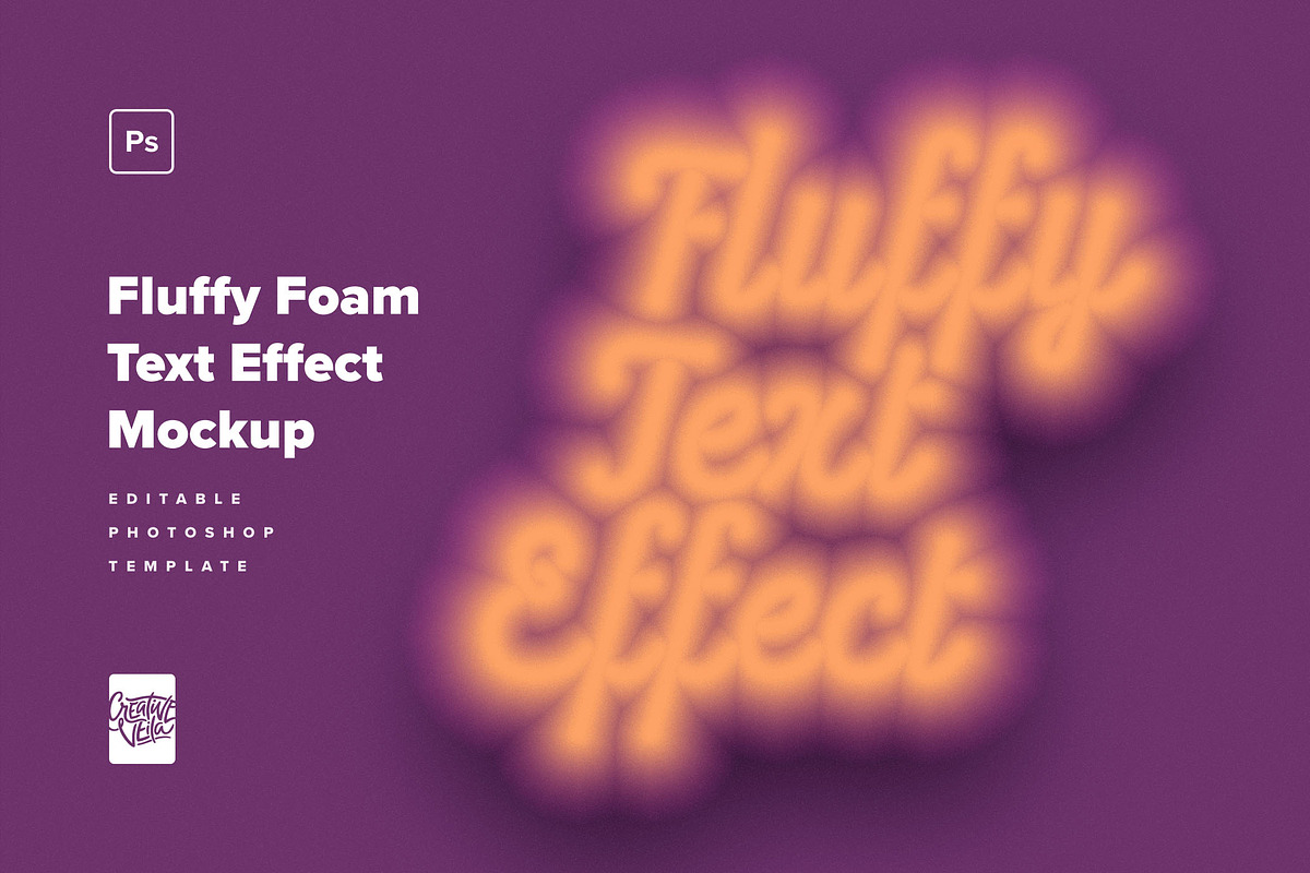 Fluffy Foam Text Effect Mockup, a Brushes & More by veila.me (Photo 1 of 6)