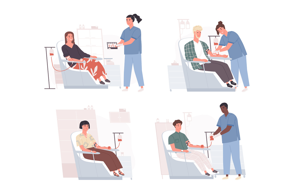 People donating blood set, a Healthcare Illustration by Good Studio (Photo 1 of 3)