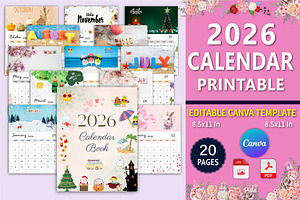 2026 Calendar Printable Canva, a Stationery Template by Designmela01