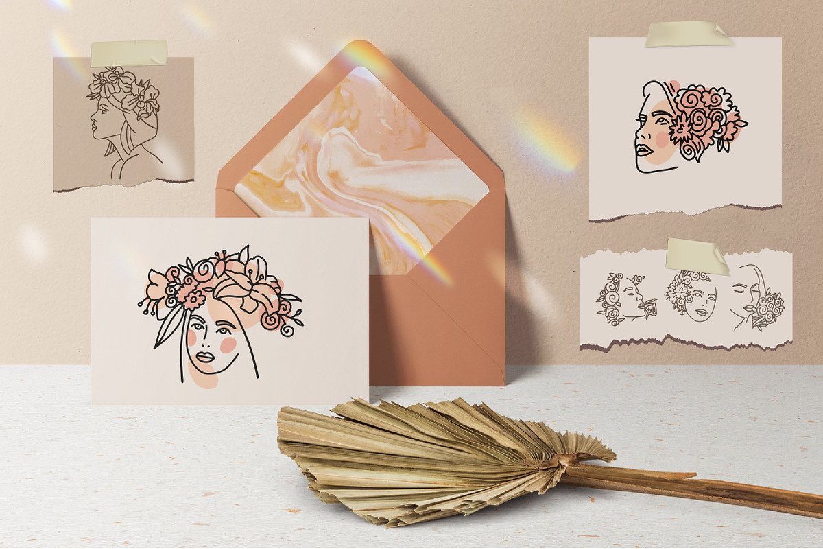 Head in flowers: women faces lineart, a Person Illustration by Lana Sham (Photo 9 of 11)