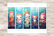 Axolotl Bookmarks Printable Bookmark, an Animal Illustration by GlamArtZhanna (Thumbnail 3 of 3)