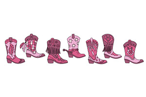 Pink cowgirl boots. Vintage west and, an Object Illustration by YummyBuum
