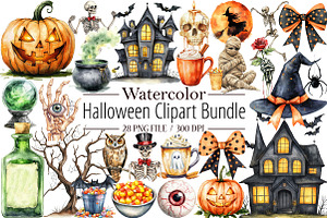 Halloween Clipart Bundle, an Illustration by Libby Wishes