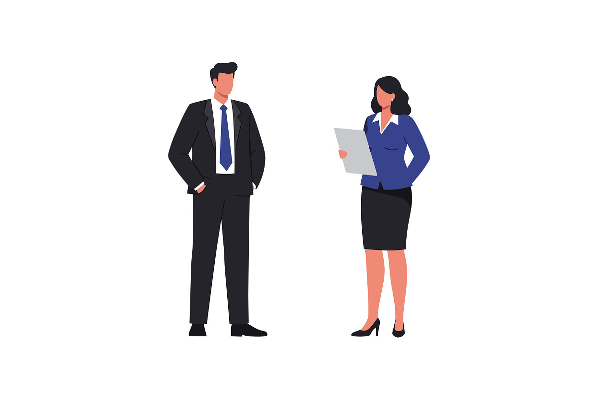 Two business professionals engaged i, an Illustration by designvectx
