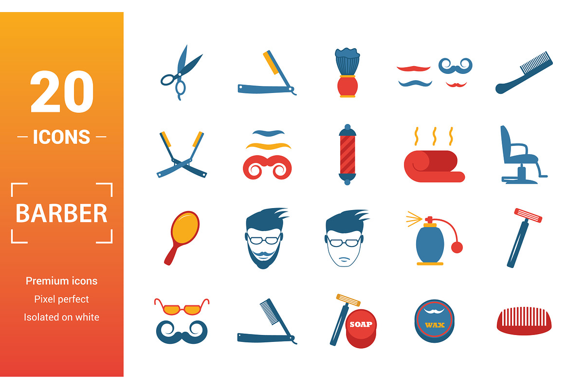 Barber Flat Icon Set, an Object Graphic by Aimagenarium@gmail.com (Photo 1 of 3)