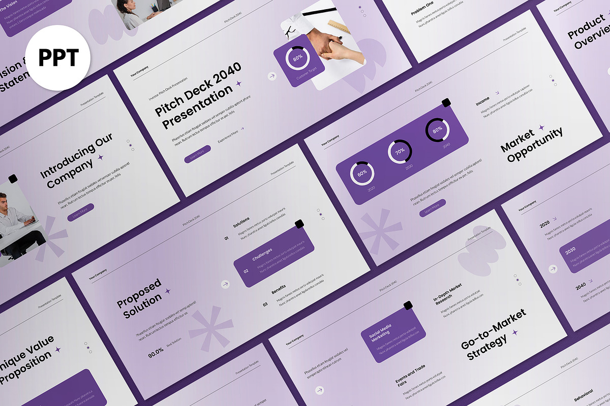 White Purple Gradient Pitch Deck PPT, a Presentation Template by graphicook (Photo 1 of 5)
