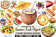 Watercolor Summer Foods Clipart, an Illustration by Craft Nest (Thumbnail 1 of 6)