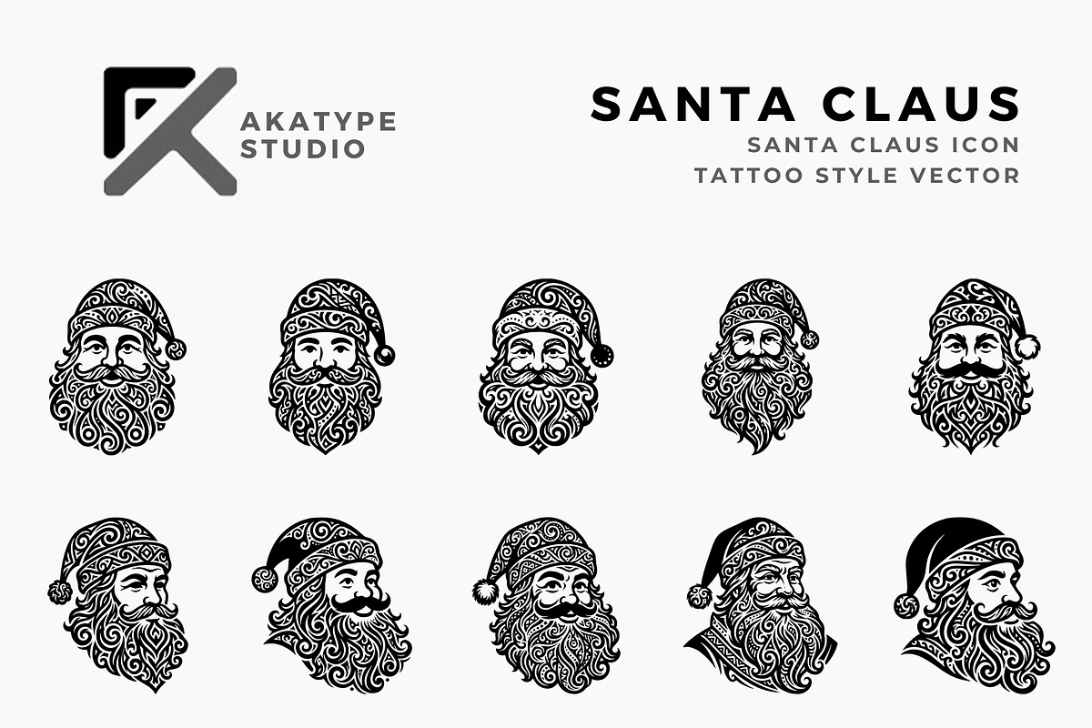 Santa Claus Tattoo Icon, a Solid Icon by Akatype Studio (Photo 1 of 3)