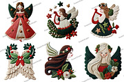Whimsical Christmas Angel Clipart, an Illustration by DreamArtGraphic (Thumbnail 4 of 5)