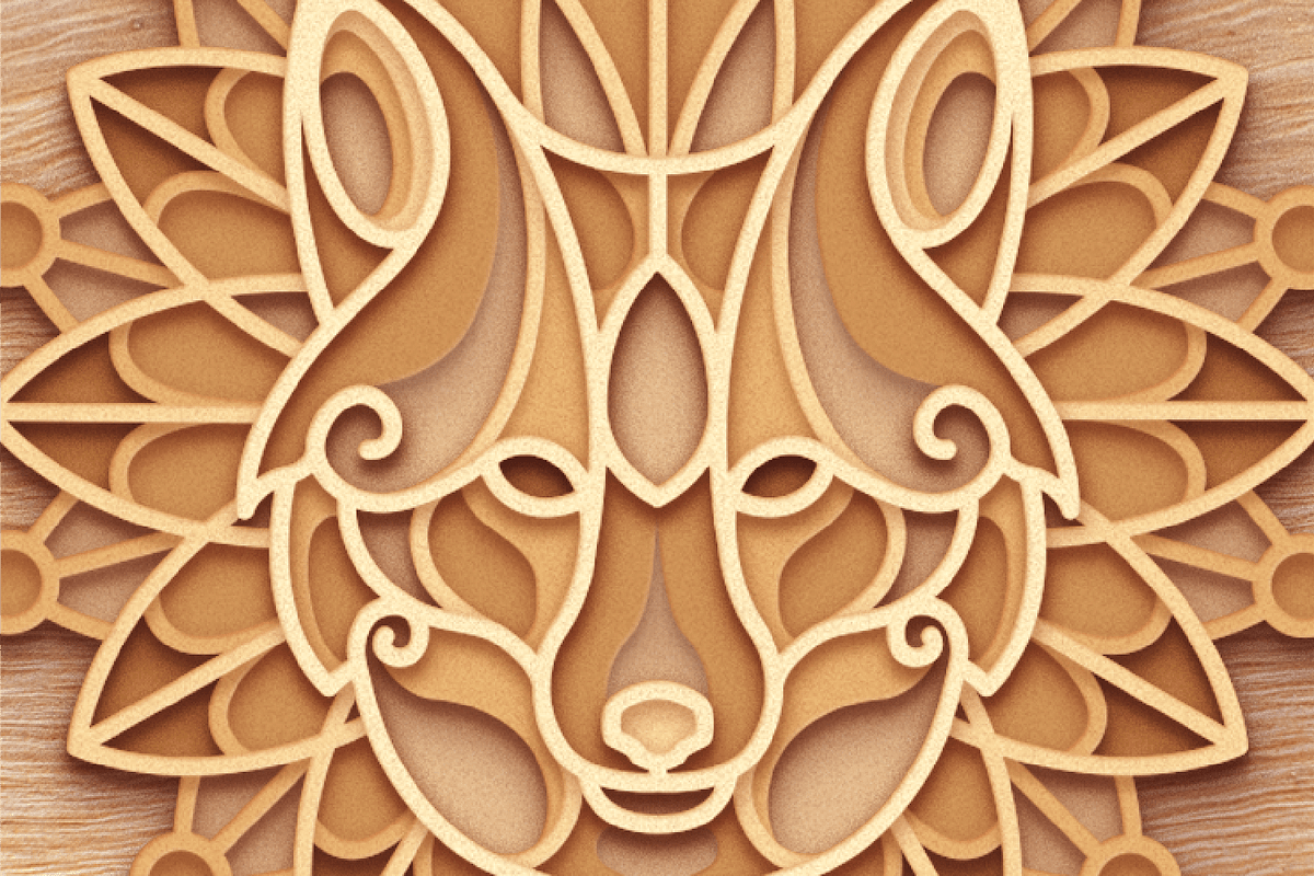 Wolf 3D Mandala - SVG Laser cut file, an Object Graphic by Arshad Ali (Photo 4 of 9)