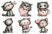 Quirky Valentine Cat Clipart Bundle, an Illustration by Black Bird Studio (Thumbnail 6 of 6)