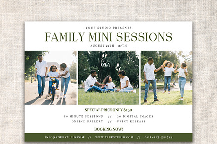 Family Mini Session Template, a Card Template by Designscozy
