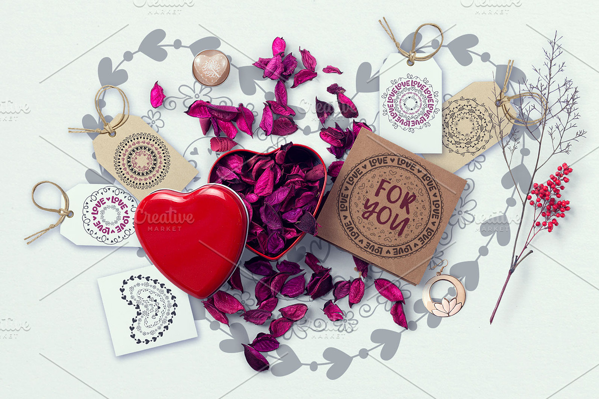 60 Hand Drawn Romantic Pattern Brush, a Brush Add-On by Mallinka (Photo 9 of 12)