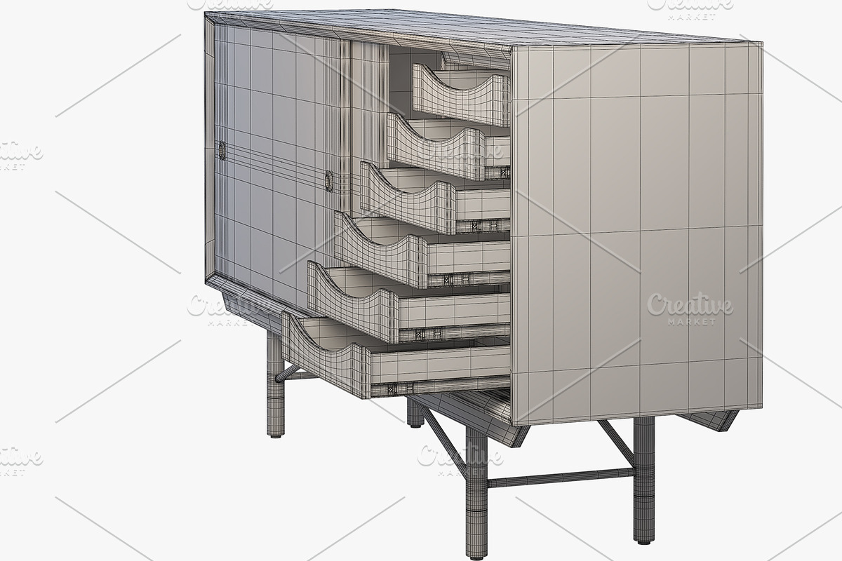 1955 Sideboard 3d model, a Furniture 3D Model by 3dmitruk (Photo 13 of 14)