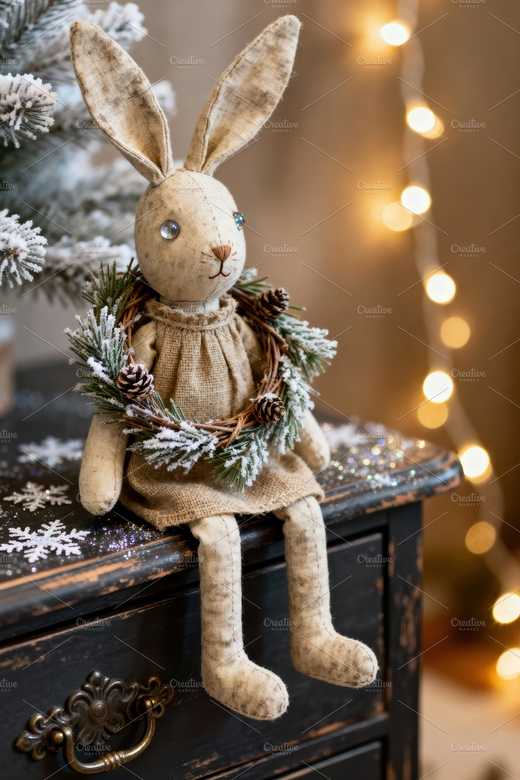 Whimsical Handmade Fabric Bunny Doll, an Architecture Photo by Virgo Studio
