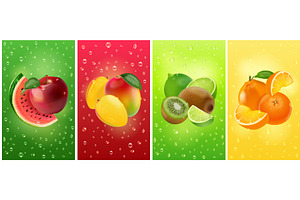 Fruit water drops. Realistic fresh, a Food Illustration by Stock-Smart-Start