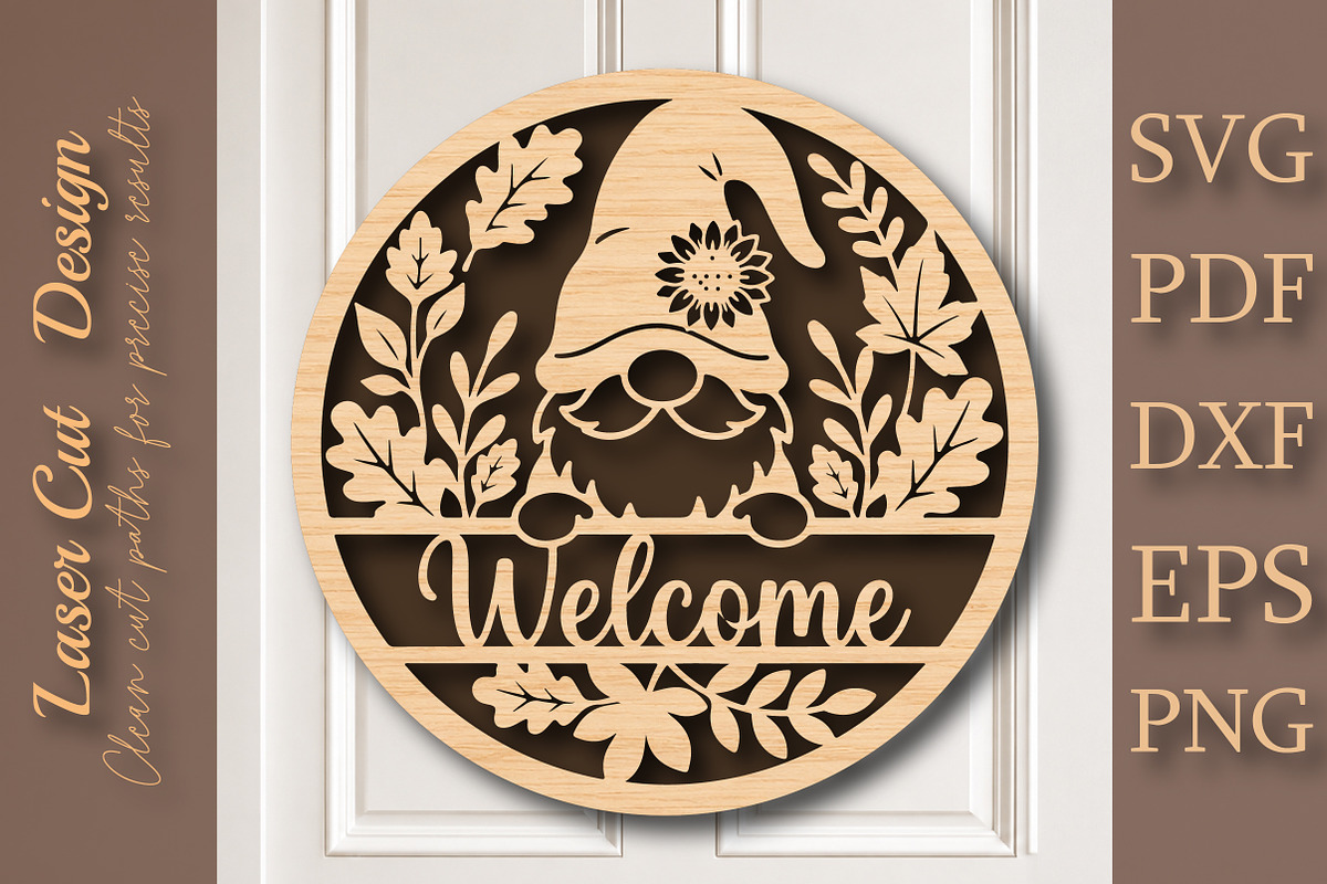 Welcome Gnome Sign SVG, a Work Illustration by Digital Artistic99 (Photo 1 of 4)