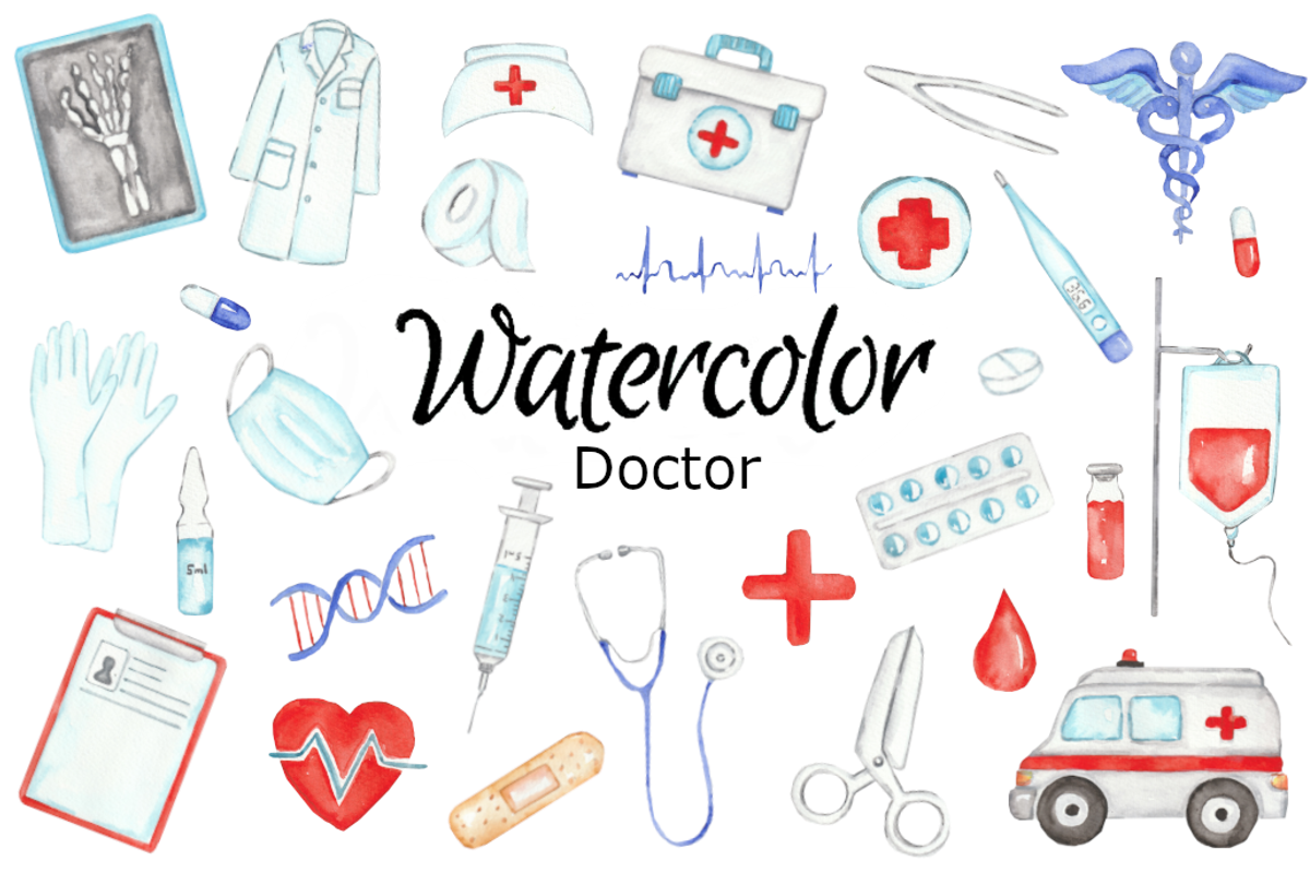 Doctor watercolor clipart, a Background Graphic by GoodFairyClipArt (Photo 1 of 2)