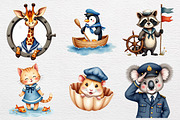 Watercolor Cute Sailor Animal Clipar, an Illustration by CrexoraLab (Thumbnail 2 of 4)