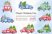 Classic christmas cars set, an Illustration by svetodesign (Thumbnail 1 of 10)