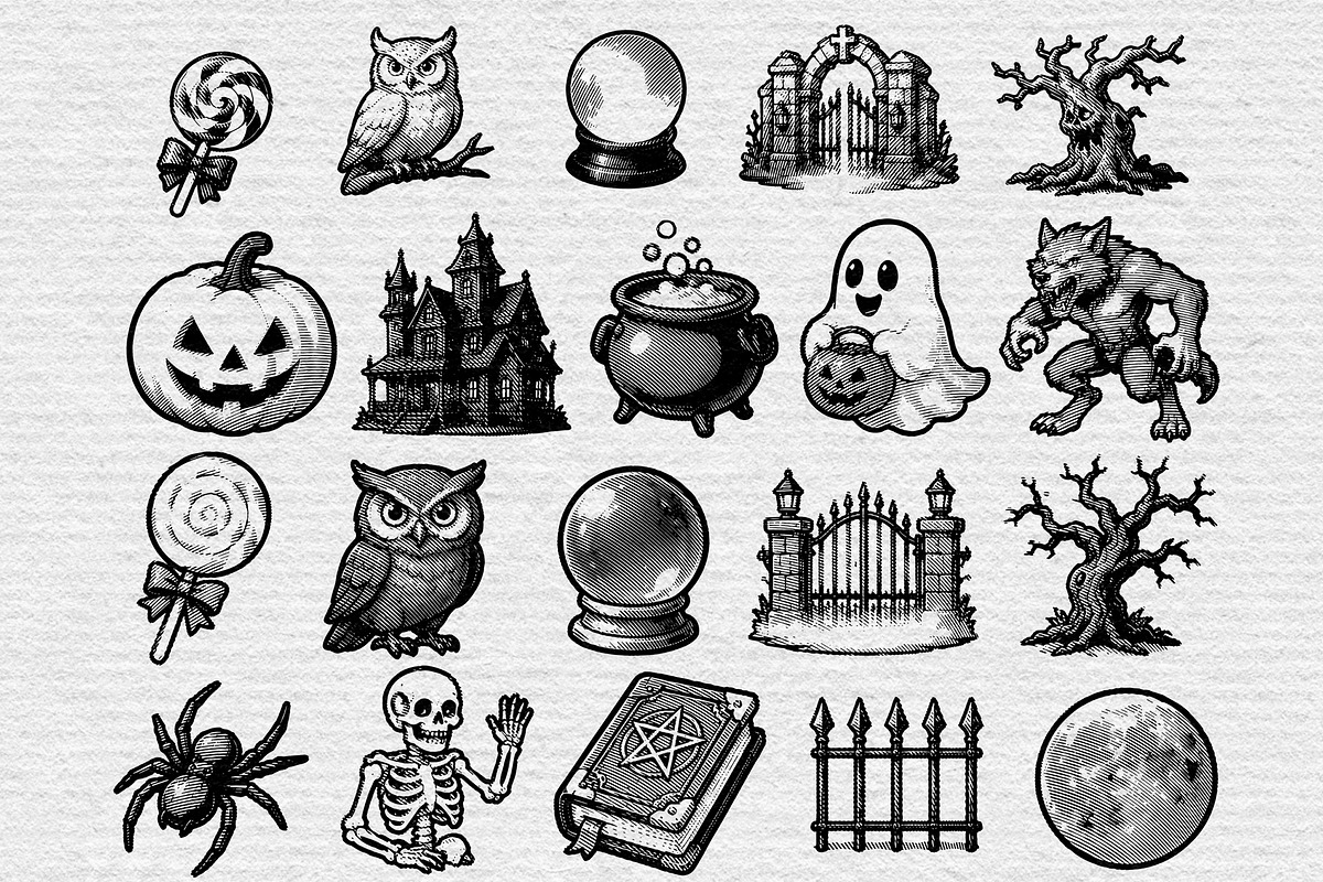 Halloween Vintage Engraving Vol.01, an Object Illustration by Alara Studio (Photo 4 of 5)