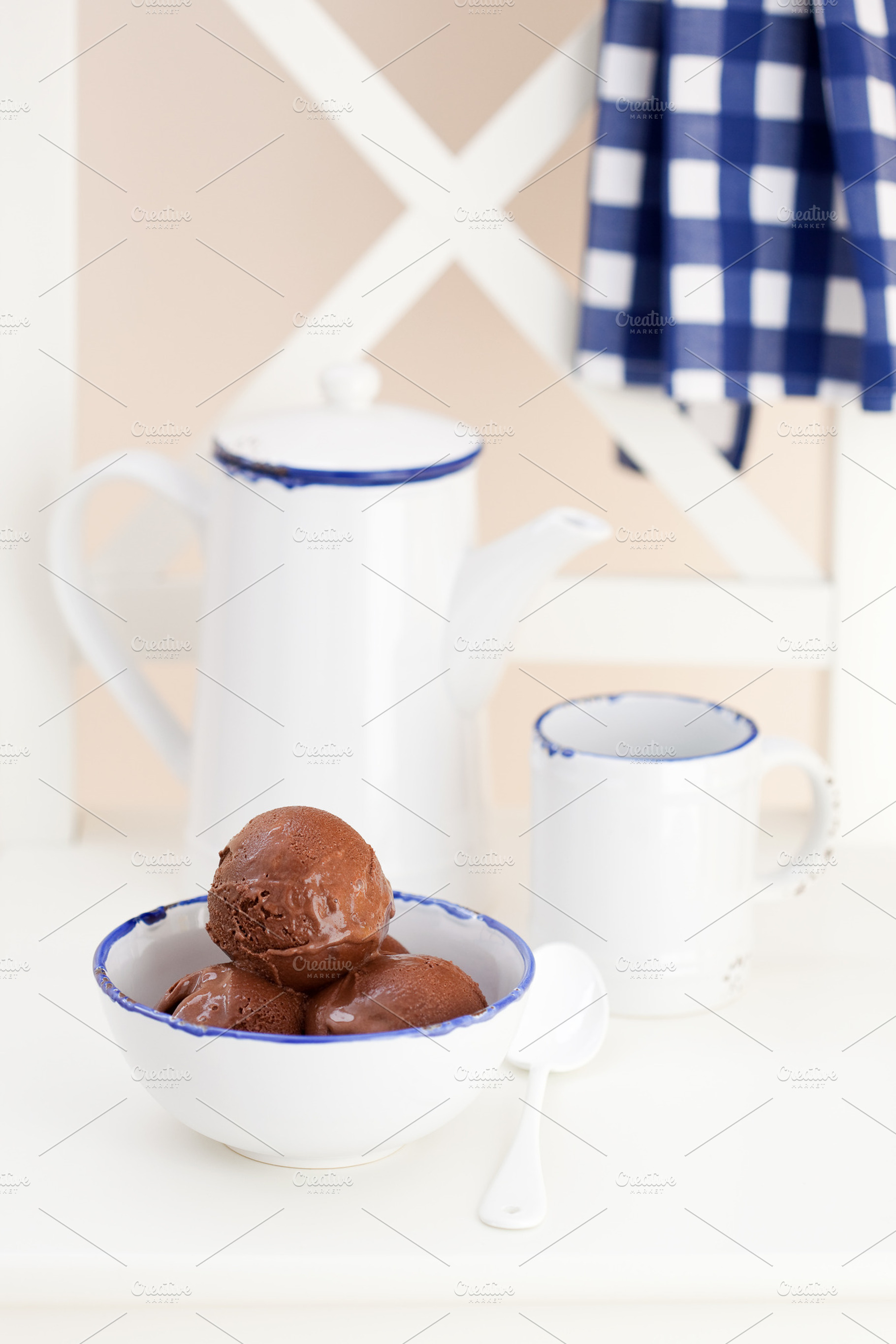 Chocolate ice cream stock photo containing ice and cream