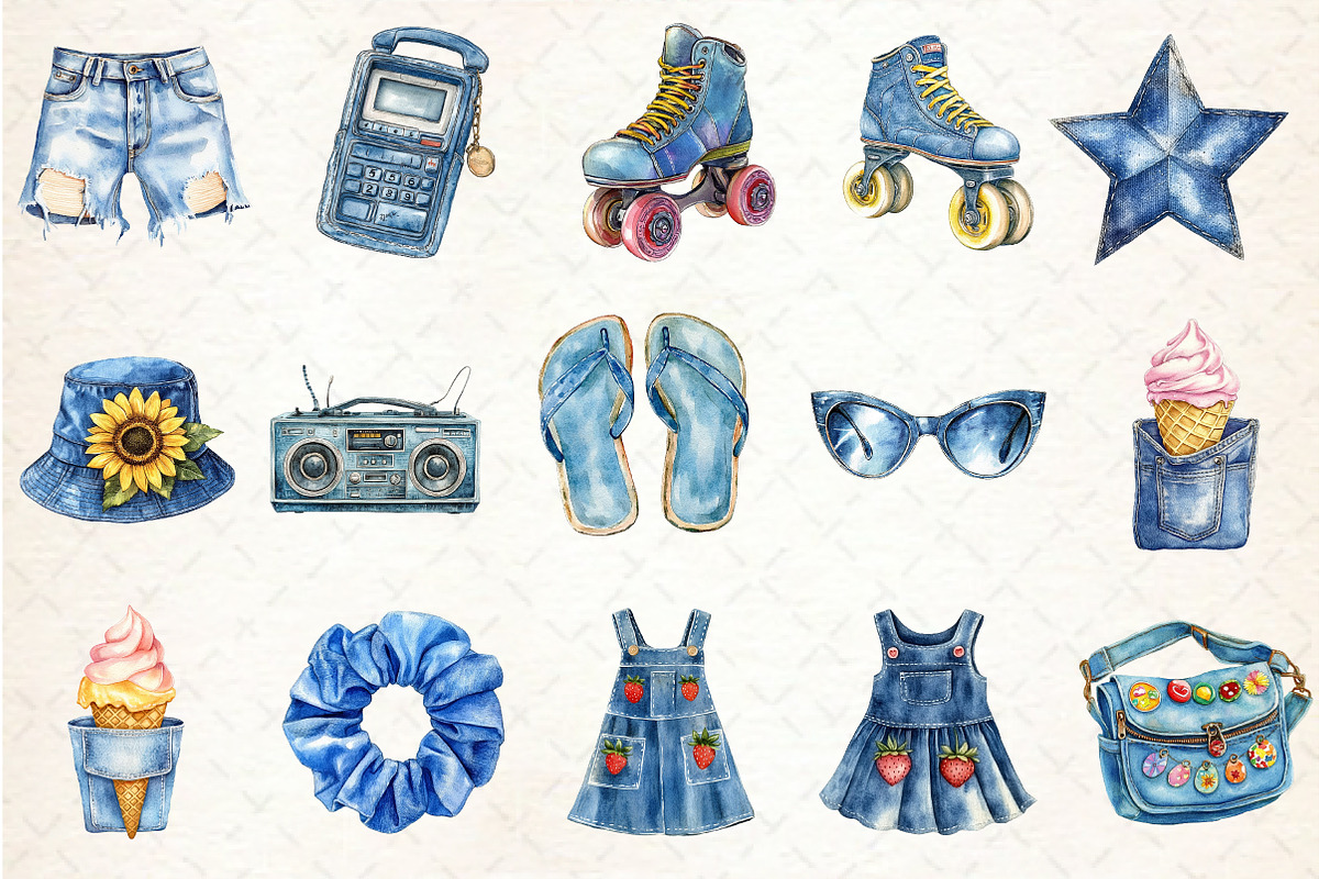1990 Denim Summer Clipart, an Illustration by Rose Art (Photo 2 of 7)