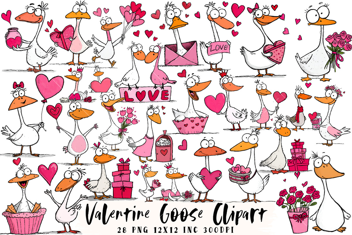Valentine Goose Clipart, an Illustration by OK Design (Photo 1 of 6)