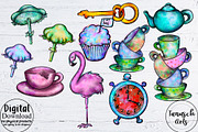 Alice in Wonderland Clipart, an Illustration by TanuschArts (Thumbnail 4 of 8)