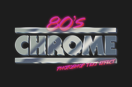 80's Chrome Photoshop Text Effect