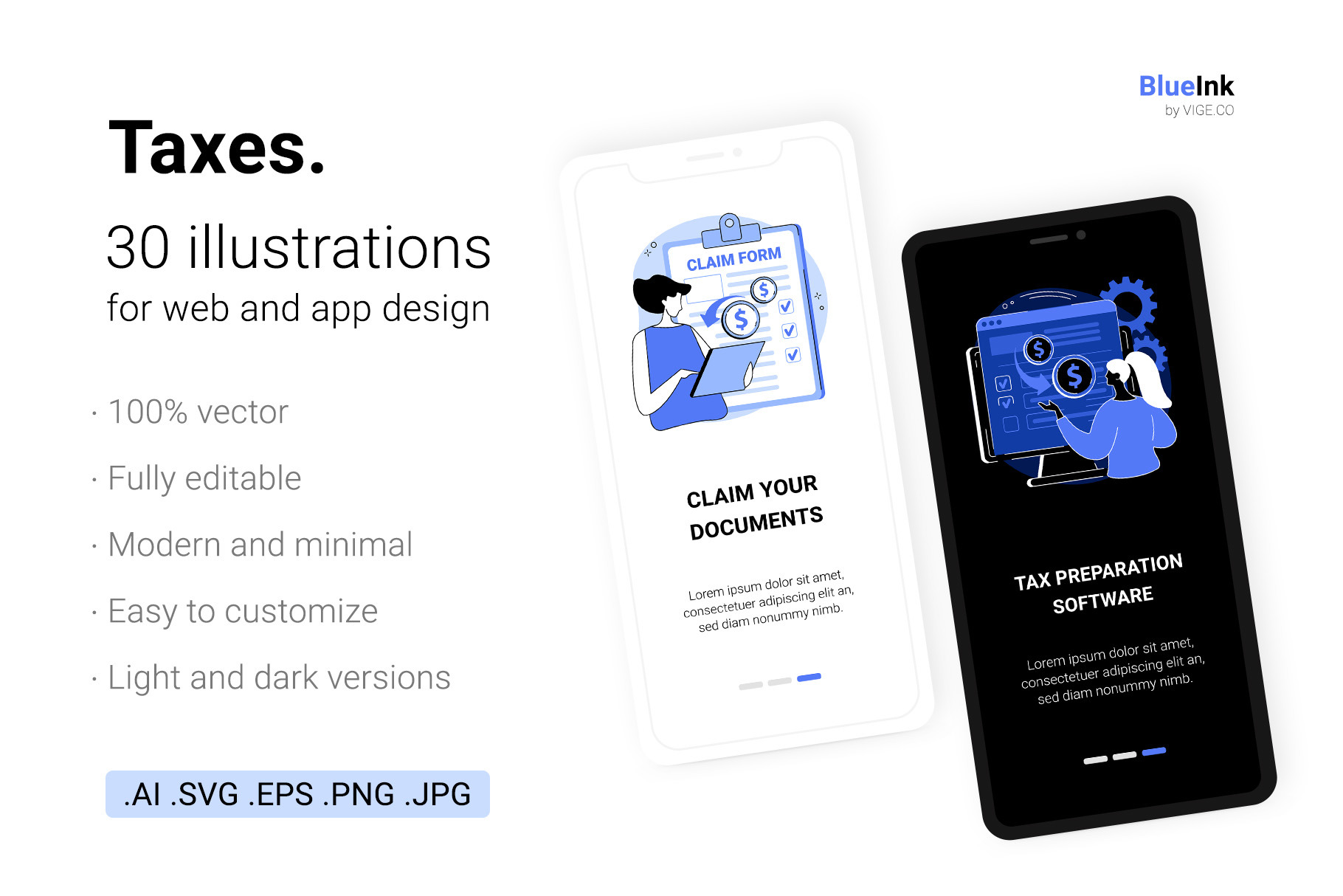 30 Taxes UI illustrations, a Templates & Theme by Visual Generation