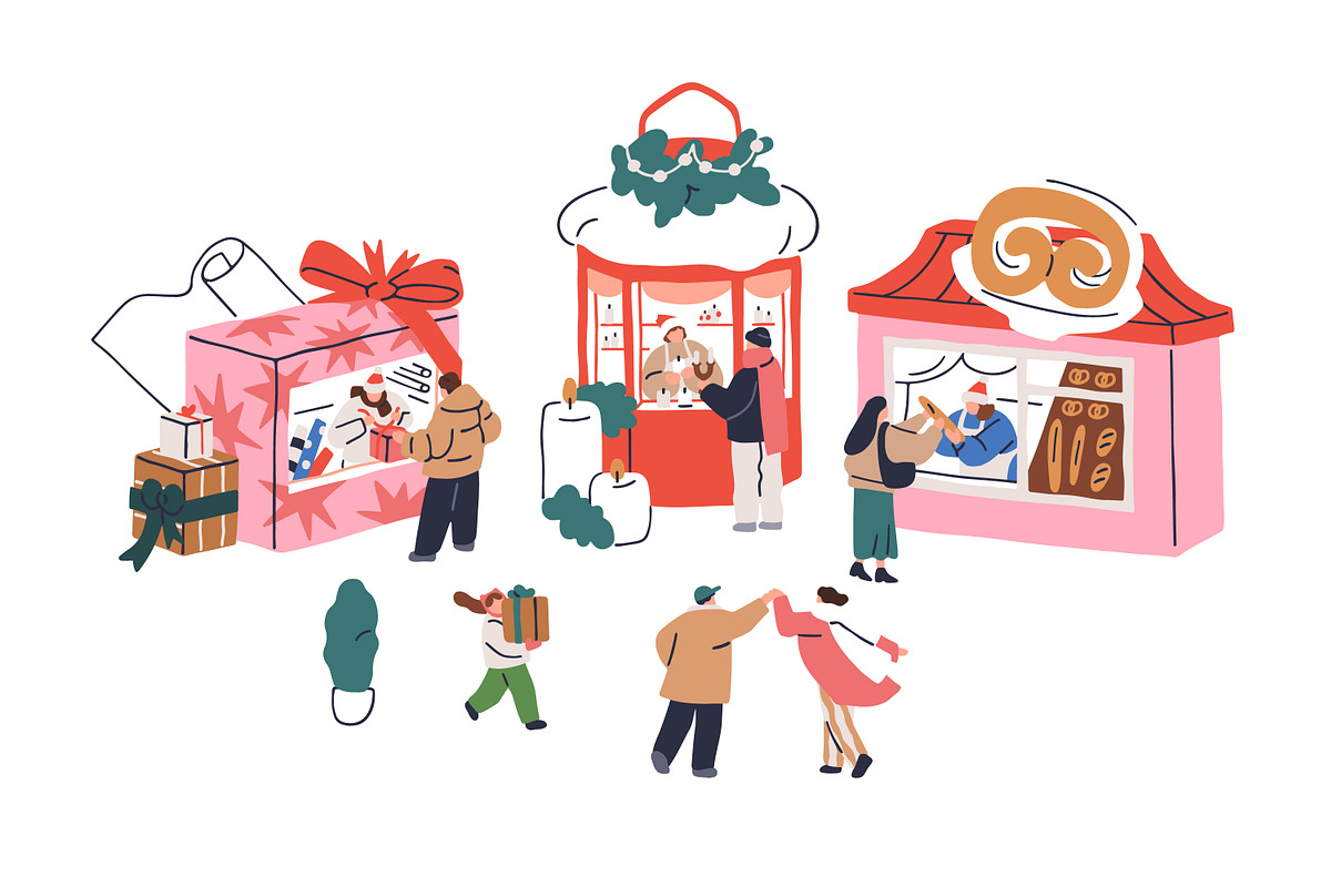 Christmas market, fair & tiny people, a Seasonal Illustration by Good Studio (Photo 2 of 3)