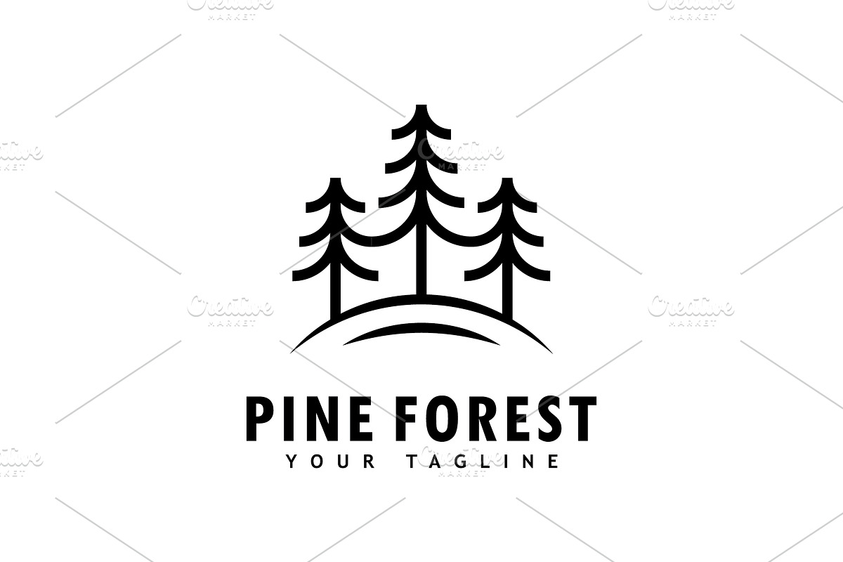 Pine tree logo template.Abstract, a Graphic by T.Vooka