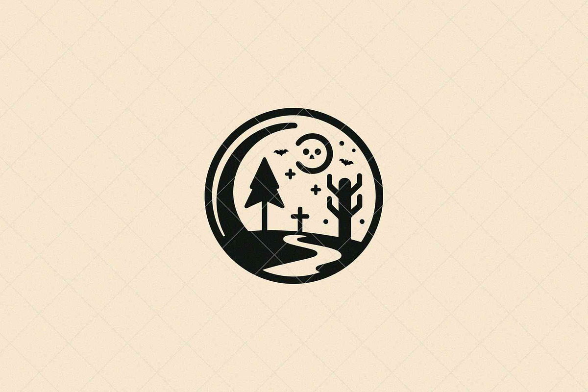 Spooky Landscape Emblem, a Seasonal Illustration by Vectorium Studio (Photo 2 of 3)