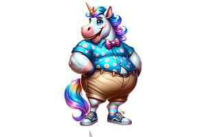 Dad Bod Unicorn Clipart PNG Set