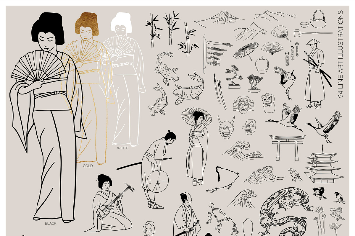 Japan. Line art illustration, an Object Graphic by AnMark (Photo 2 of 12)