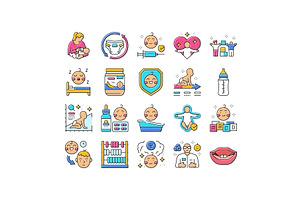 child care nurse pediatric icons set, an Object Illustration by pikepicture